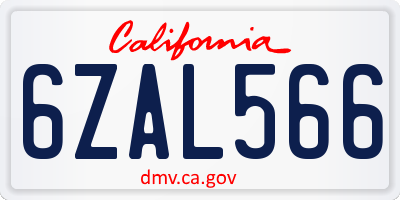 CA license plate 6ZAL566
