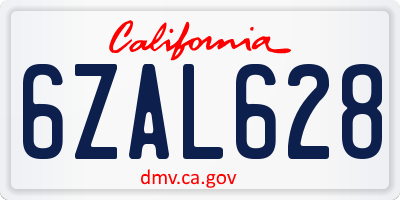 CA license plate 6ZAL628