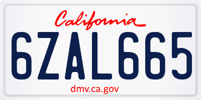CA license plate 6ZAL665
