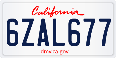 CA license plate 6ZAL677