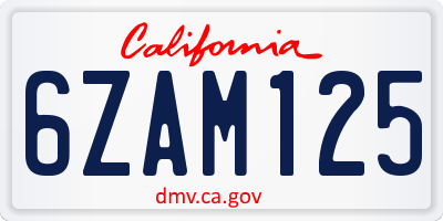 CA license plate 6ZAM125
