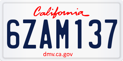 CA license plate 6ZAM137