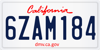 CA license plate 6ZAM184