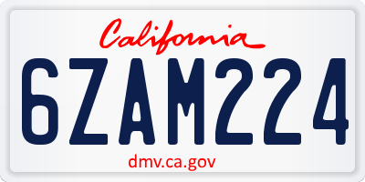 CA license plate 6ZAM224