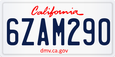 CA license plate 6ZAM290