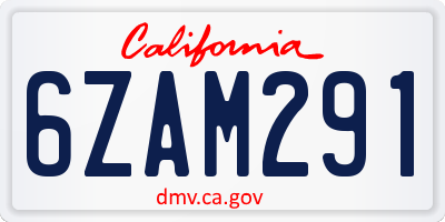 CA license plate 6ZAM291