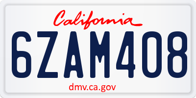 CA license plate 6ZAM408