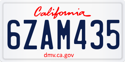 CA license plate 6ZAM435