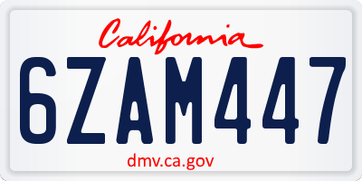 CA license plate 6ZAM447