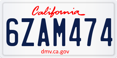 CA license plate 6ZAM474