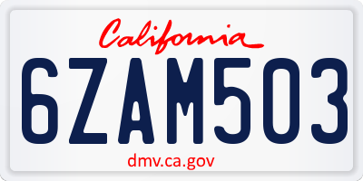 CA license plate 6ZAM503