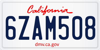 CA license plate 6ZAM508