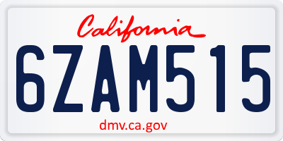 CA license plate 6ZAM515