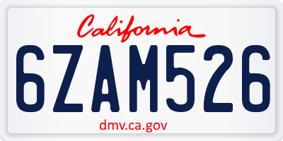 CA license plate 6ZAM526