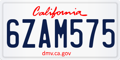 CA license plate 6ZAM575