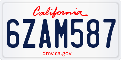 CA license plate 6ZAM587