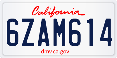 CA license plate 6ZAM614