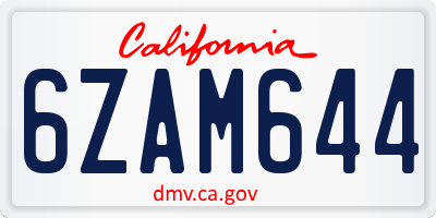 CA license plate 6ZAM644