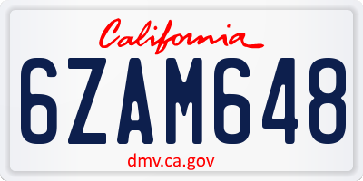 CA license plate 6ZAM648