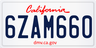 CA license plate 6ZAM660