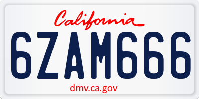 CA license plate 6ZAM666