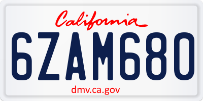 CA license plate 6ZAM680