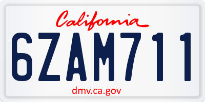 CA license plate 6ZAM711