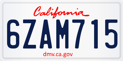 CA license plate 6ZAM715