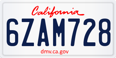 CA license plate 6ZAM728