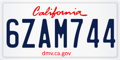 CA license plate 6ZAM744