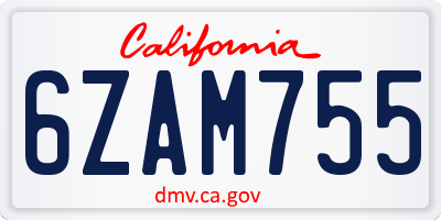 CA license plate 6ZAM755