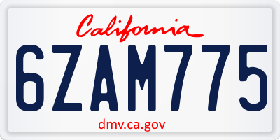 CA license plate 6ZAM775