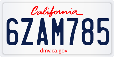CA license plate 6ZAM785