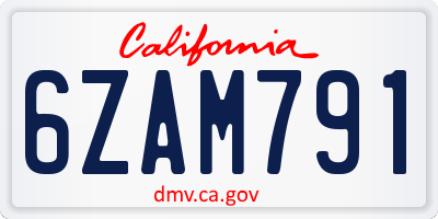 CA license plate 6ZAM791