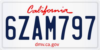 CA license plate 6ZAM797