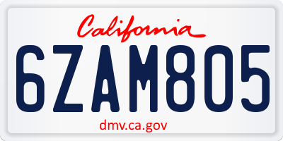 CA license plate 6ZAM805