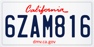 CA license plate 6ZAM816