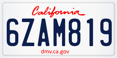 CA license plate 6ZAM819