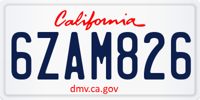 CA license plate 6ZAM826