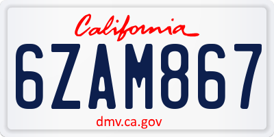 CA license plate 6ZAM867