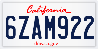 CA license plate 6ZAM922