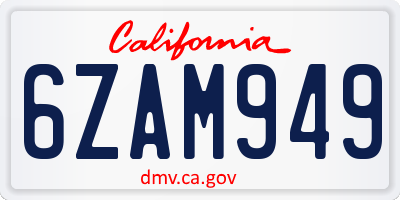 CA license plate 6ZAM949