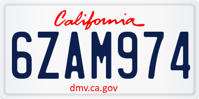 CA license plate 6ZAM974