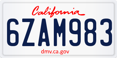 CA license plate 6ZAM983