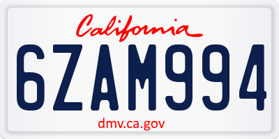 CA license plate 6ZAM994