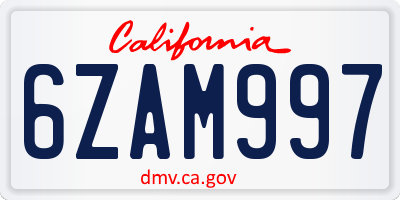 CA license plate 6ZAM997