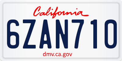 CA license plate 6ZAN710