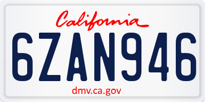CA license plate 6ZAN946
