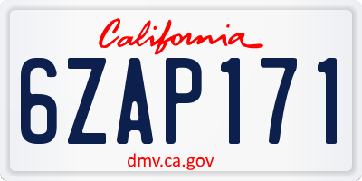 CA license plate 6ZAP171