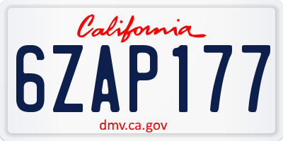 CA license plate 6ZAP177